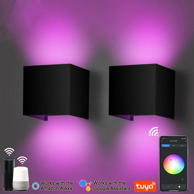 9W Tuya WIFI Smart RGB LED Wall Lamp Outdoor Waterproof Cube RGBW APP Dimming Exterior Wall Light Atmosphere Washer Light (image for) 9W Tuya WIFI Smart RGB LED Wall Lamp Outdoor Waterproof Cube RGBW APP Dimming Exterior Wall Light Atmosphere Washer Light